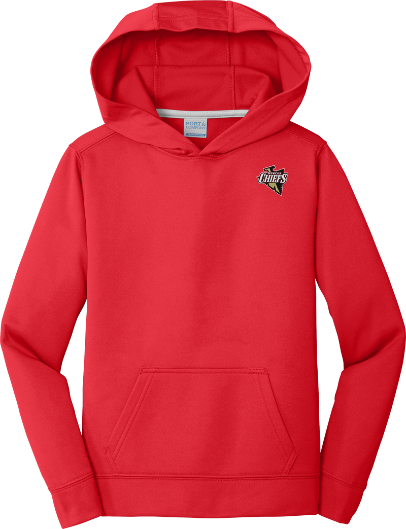 Mercer Chiefs Youth Performance Fleece Pullover Hooded Sweatshirt