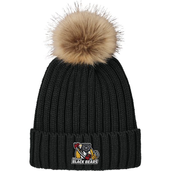 Dupage Black Bears Faux Fur Pom Beanie