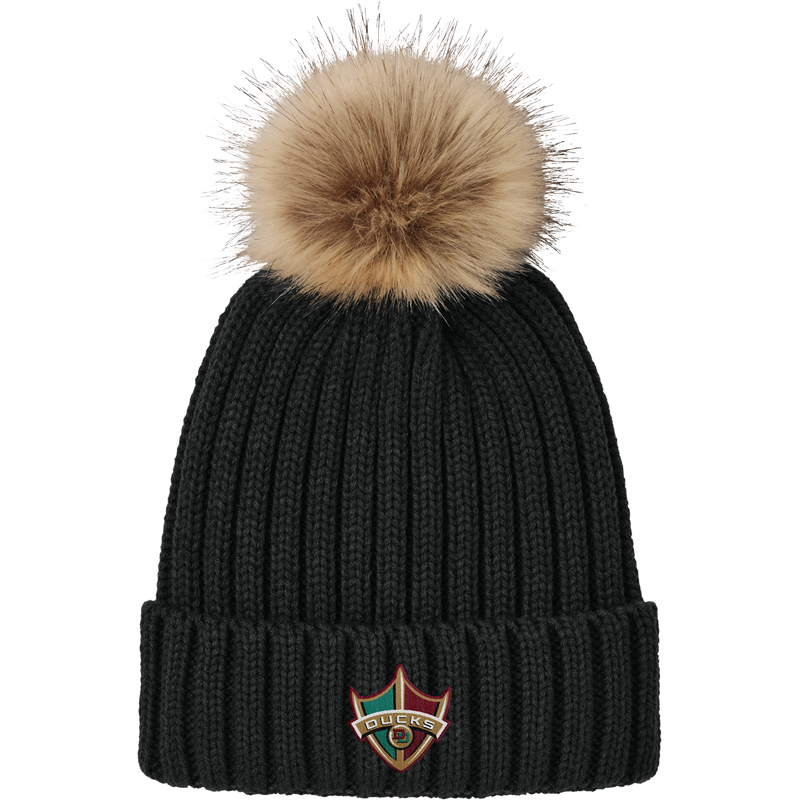 Delaware Ducks Faux Fur Pom Beanie