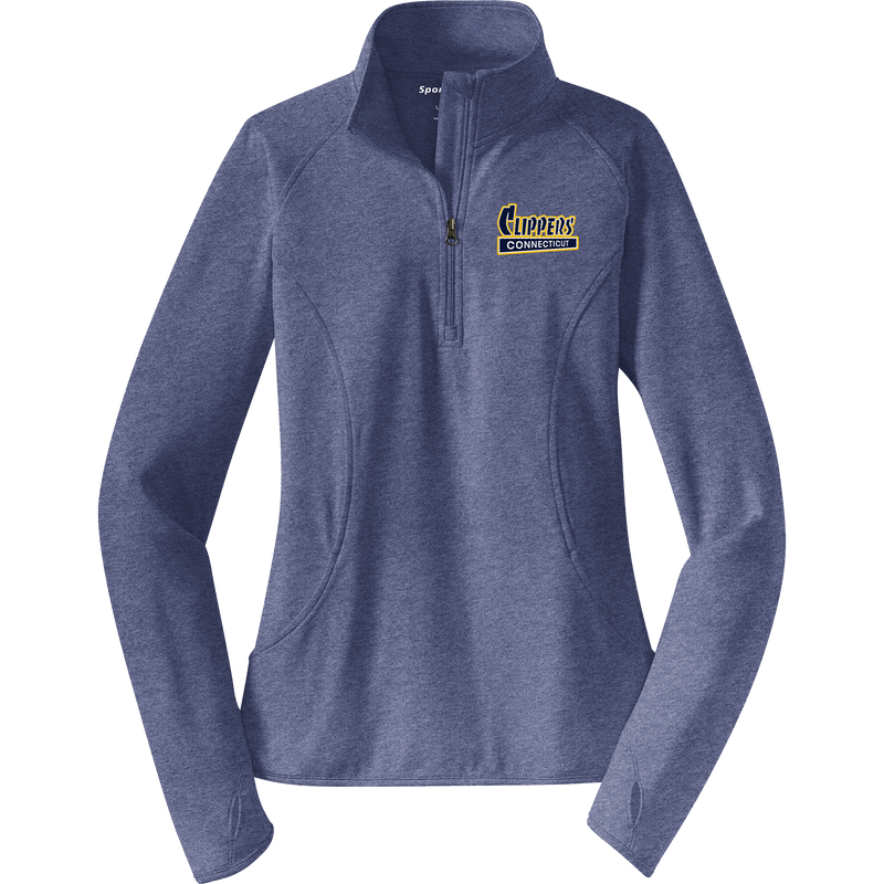 CT Clippers Ladies Sport-Wick Stretch 1/4-Zip Pullover