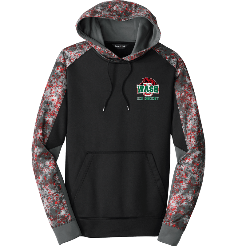 Wash U Sport-Wick Mineral Freeze Fleece Colorblock Hooded Pullover