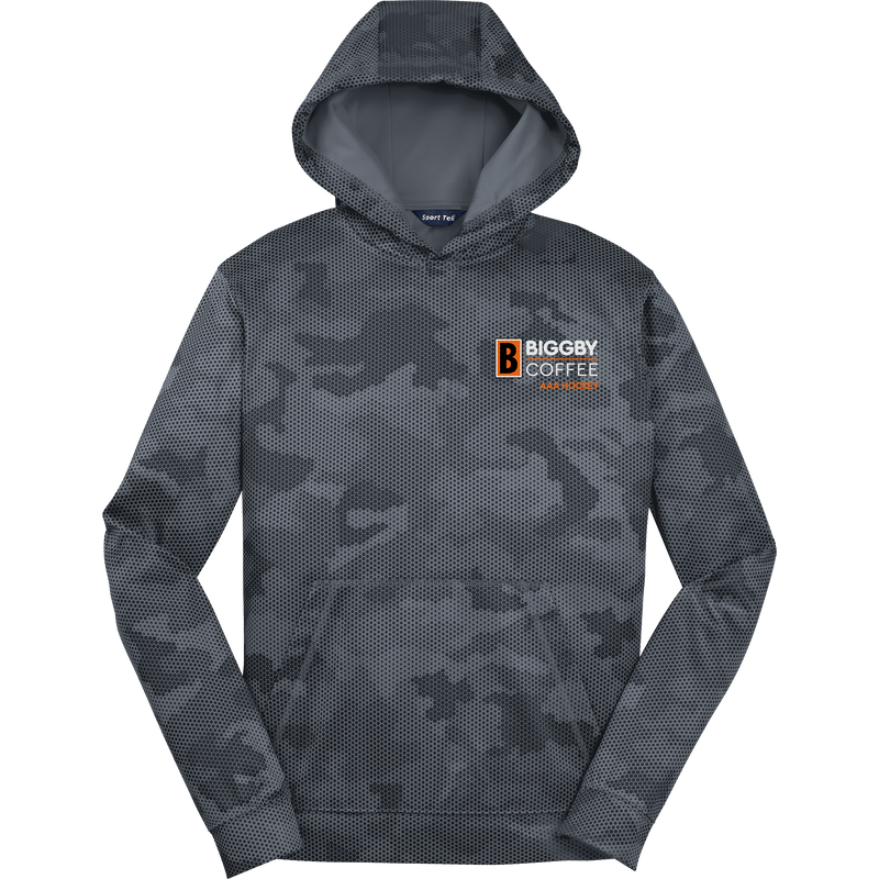 Biggby Coffee AAA Youth Sport-Wick CamoHex Fleece Hooded Pullover